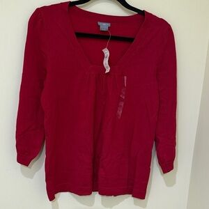 Ann Taylor Deep Red 3/4 Sleeves Women’s Classic Sweater casual top Size Medium